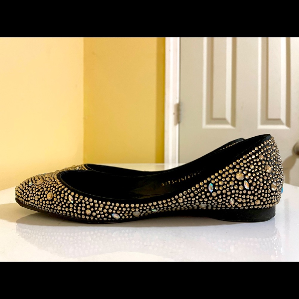 Gina Stunning Crystal Vintage Swarovski Embellished Black Flats